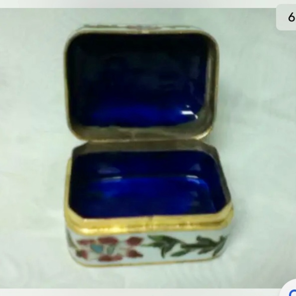 Vintage, Elegant, Cloissone Rectangular Hinged Tr… - image 5